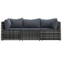 Set Divani da Giardino 3 pz con Cuscini in Polyrattan Grigio