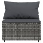 Set Divani da Giardino 3 pz con Cuscini in Polyrattan Grigio