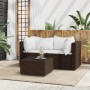 Set Mobili da Giardino 3 pz con Cuscini in Polyrattan Marrone