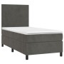 Letto a Molle con Materasso e LED Grigio Scuro 80x200cm Velluto