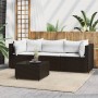 Set Mobili da Giardino 4 pz con Cuscini in Polyrattan Marrone