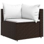 Set Mobili da Giardino 4 pz con Cuscini in Polyrattan Marrone