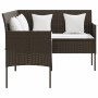 Set Mobili 5 Pz Divano a L con Cuscini in Polyrattan Marrone