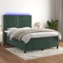 Letto a Molle con Materasso e LED Verde Scuro 140x190cm Velluto