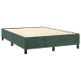 Letto a Molle con Materasso e LED Verde Scuro 140x190cm Velluto