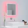 Specchio da Bagno LED Bianco Lucido 40x8,5x37 cm in Acrilico