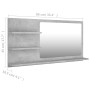 Specchio da Bagno Grigio Cemento 90x10,5x45cm Legno Multistrato