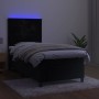 Letto a Molle con Materasso e LED Nero 90x190 cm in Velluto