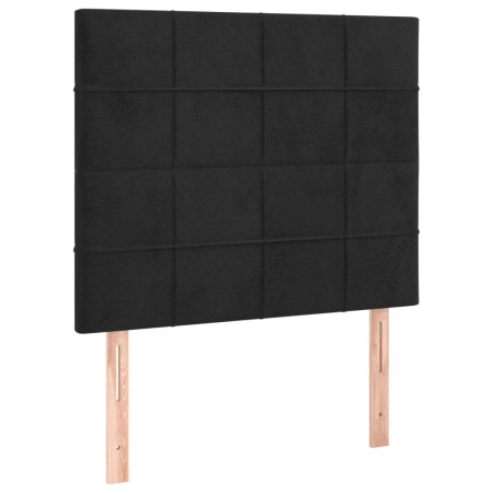 Letto a Molle con Materasso e LED Nero 90x190 cm in Velluto