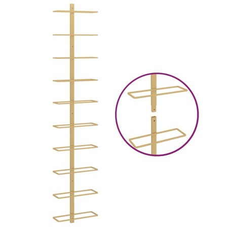 Portavini da Parete per 10 Bottiglie Dorato in Metallo