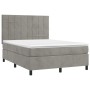 Letto a Molle Materasso e LED Grigio Chiaro 140x190 cm Velluto