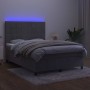 Letto a Molle Materasso e LED Grigio Chiaro 140x190 cm Velluto