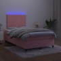 Letto a Molle con Materasso e LED Rosa 120x200 cm in Velluto