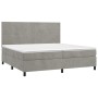 Letto a Molle Materasso e LED Grigio Chiaro 200x200 cm Velluto