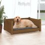 Cuccia per Cani Miele 75,5x55,5x28cm in Legno Massello di Pino