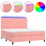 Letto a Molle con Materasso e LED Rosa 180x200 cm in Velluto