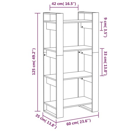 Libreria/Divisorio 60x35x125 cm in Legno Massello di Pino