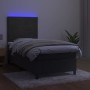 Letto a Molle con Materasso e LED Grigio Scuro 80x200cm Velluto