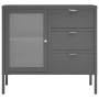 Credenza Antracite 75x35x70 cm in Acciaio e Vetro Temperato