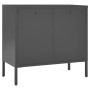 Credenza Antracite 75x35x70 cm in Acciaio e Vetro Temperato