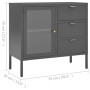 Credenza Antracite 75x35x70 cm in Acciaio e Vetro Temperato