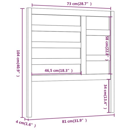 Testiera per Letto Miele 81x4x104 cm in Legno Massello di Pino