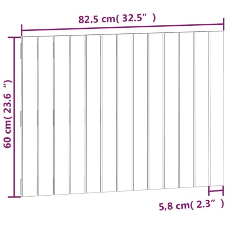 Testiera da Parete Bianca 82,5x3x60cm in Legno Massello di Pino