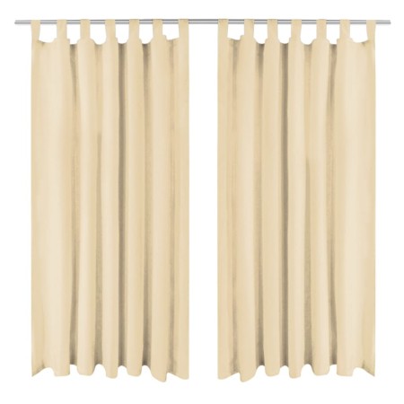 2 Pz Tende in Micro Raso con Passanti 140x225 cm Beige