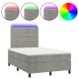 Letto a Molle Materasso e LED Grigio Chiaro 120x200 cm Velluto