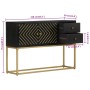 Credenza Nera e Oro 110x30x75 cm in Legno Massello di Mango