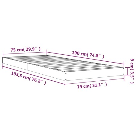 Giroletto Grigio 75x190 cm Small Single Legno Massello di Pino