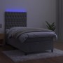 Letto a Molle Materasso e LED Grigio Chiaro 90x190 cm Velluto