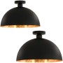 Lampadari 2 pz Nero e Oro Semi-Sferici E27