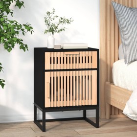 Comodino Nero 40x30x55,5 cm Legno Multistrato e Ferro