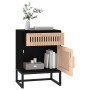 Comodino Nero 40x30x55,5 cm Legno Multistrato e Ferro