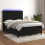 Letto a Molle con Materasso e LED Nero 140x200 cm in Velluto