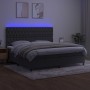 Letto a Molle con Materasso e LED Grigio Scuro 200x200 cm