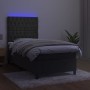 Letto a Molle con Materasso e LED Grigio Scuro 90x200cm Velluto