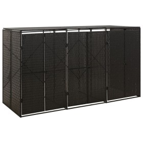 Copribidone Triplo Nero 207x80x117 cm in Polyrattan