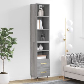 Credenza Grigio Sonoma 34,5x34x180 cm in Legno Multistrato