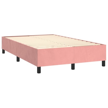 Letto a Molle con Materasso e LED Rosa 120x200 cm in Velluto