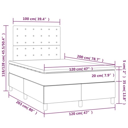 Letto a Molle con Materasso e LED Rosa 120x200 cm in Velluto