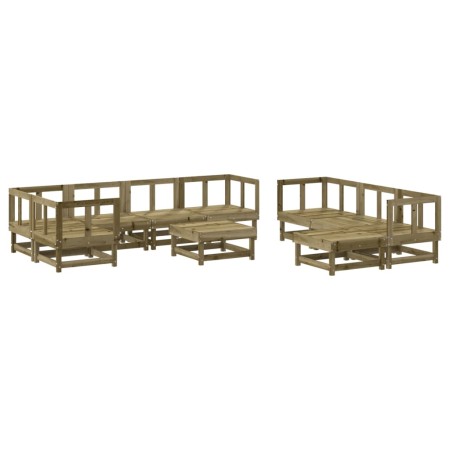 Set Salotto da Giardino 10 pz in Legno Impregnato di Pino