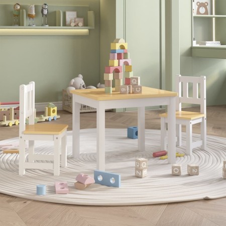 Set Tavolo e Sedie per Bambini 3 Pezzi Bianco e Beige in MDF