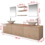 Set Mobili da Bagno 10 pz con Lavabo e Rubinetto Beige