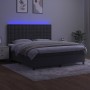 Letto a Molle con Materasso e LED Grigio Scuro 160x200 cm