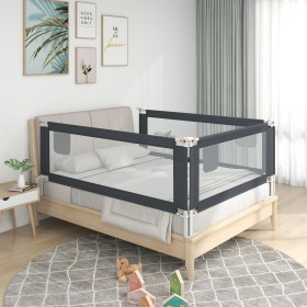 Sponda Letto Sicurezza Bambini Grigio Scuro 160x25 cm Tessuto