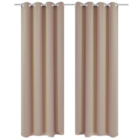 2 Pz Tende Oscuranti con Occhielli in Metallo 135x175 cm Crema