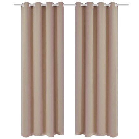 2 Pz Tende Oscuranti con Occhielli in Metallo 135x175 cm Crema