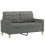 Set di Divani 2 pz con Cuscini Grigio Scuro in Tessuto